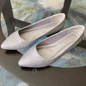 Silver glitter flats